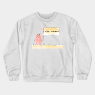 Software Development. Profession, work, job. Cat shows a banner with the inscription. Watercolor illustration. A gift for a professional. Crewneck Sweatshirt